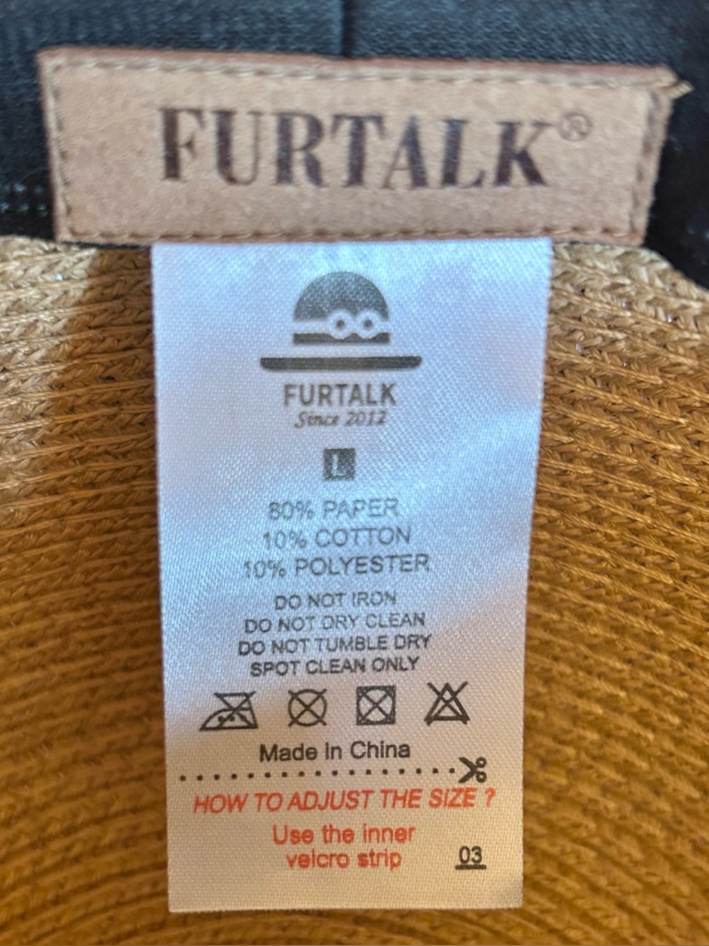 Women’s Furtalk Wide Brim Foldable Sun Straw Khaki Hat Adjustable L Large UPF - Picture 7 of 12